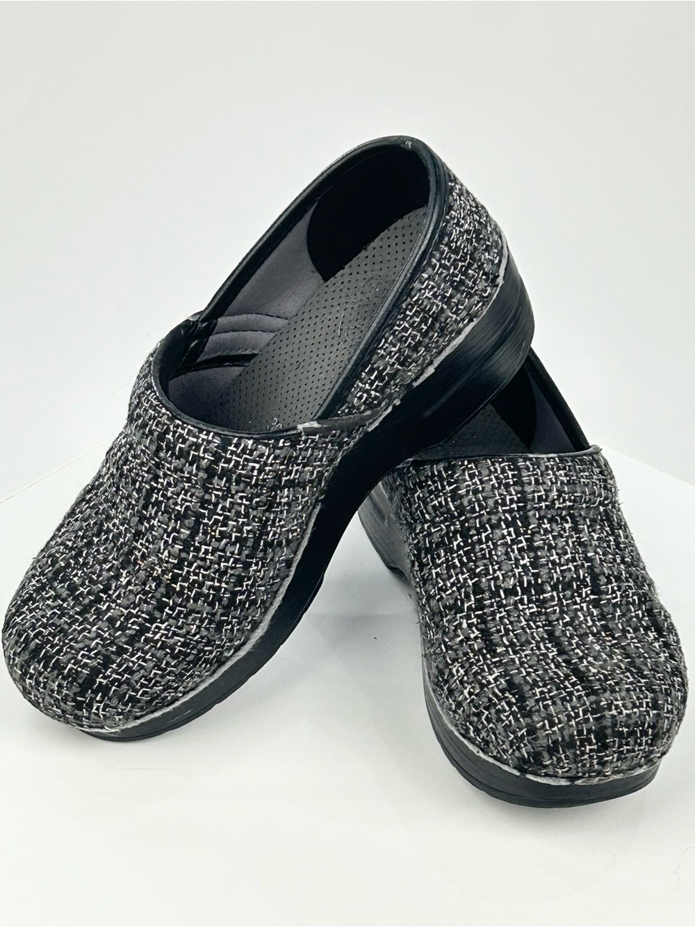 Dansko Professional Black White Tweed Clogs EU 36 Women 5.5-6